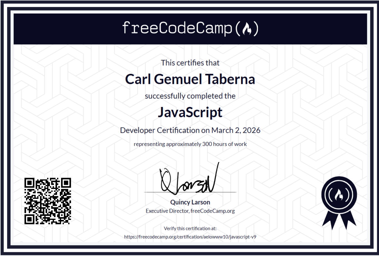JavaScript Certificate preview
