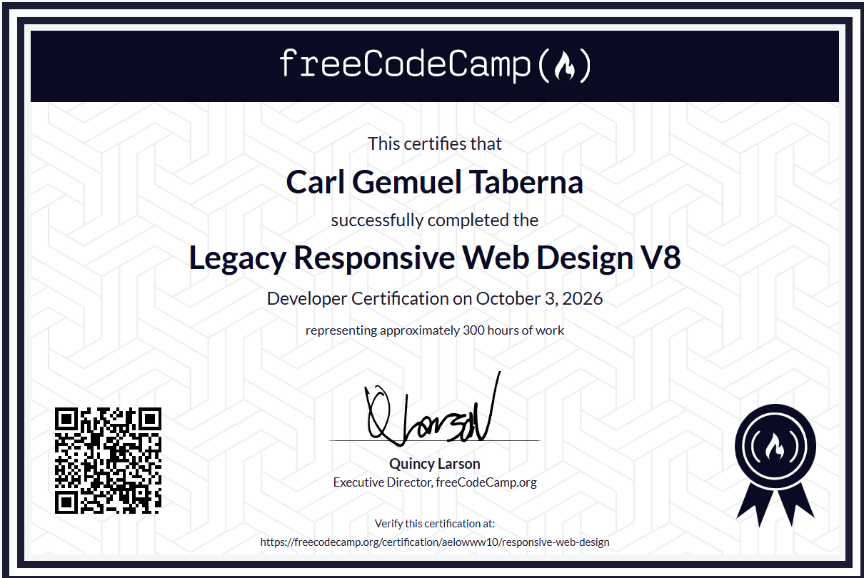 Legacy Responsive Web Design V8 Certificate preview