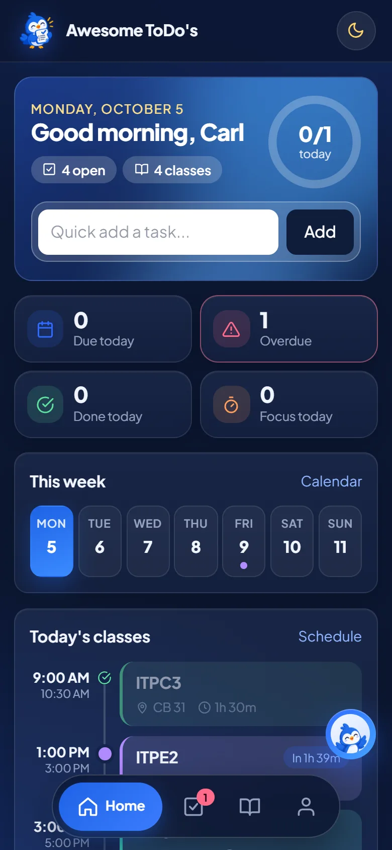 Dashboard on mobile