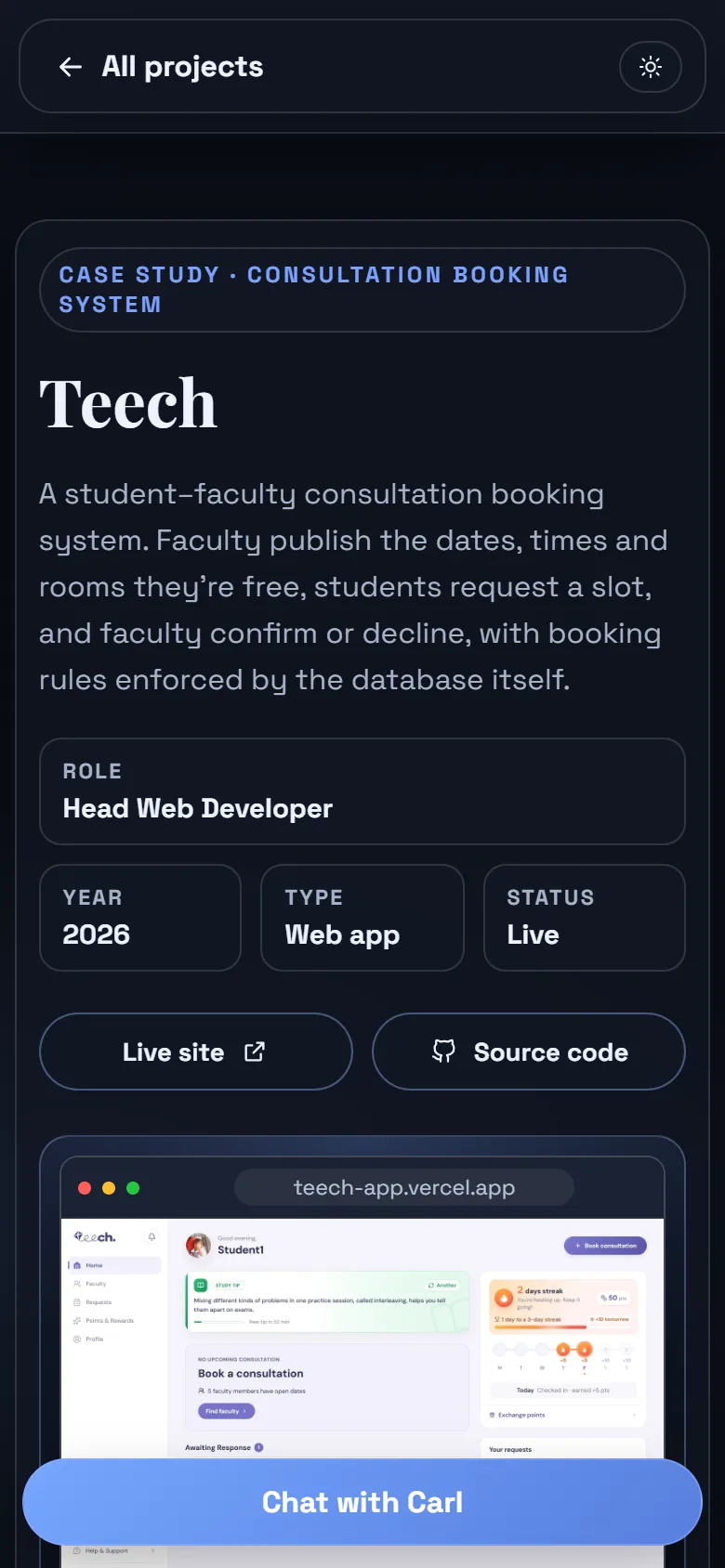 Case study page on mobile