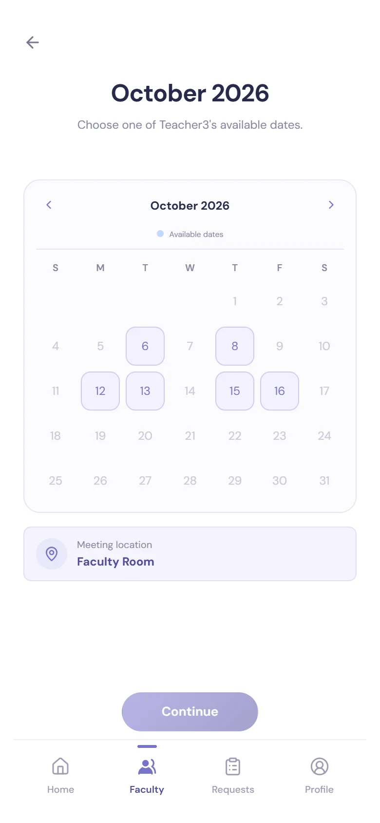 Choosing an open date on mobile